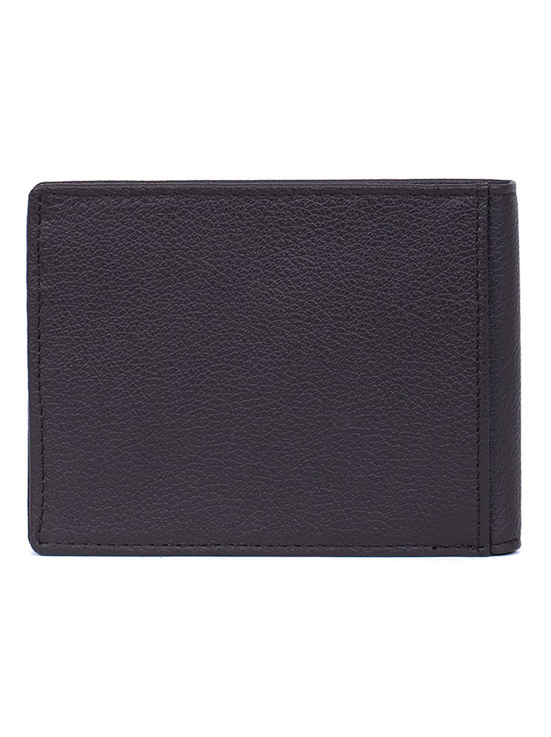 Portefeuille italien  2 volets  Stop RFID  Cuir CONFORT Marron foncé - Kiabi