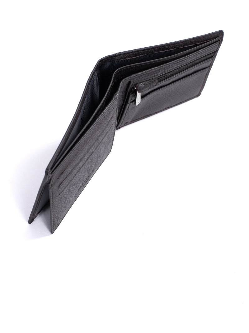 Portefeuille italien  2 volets  Stop RFID  Cuir CONFORT Marron foncé - Kiabi