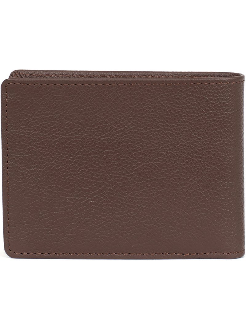 Portefeuille italien  2 volets  Stop RFID  Cuir de vachette CONFORT Marron chocolat - Kiabi