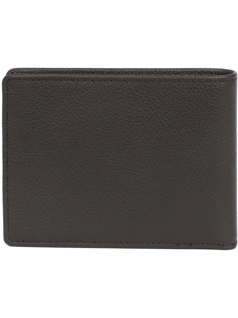 Portefeuille italien  2 volets  Stop RFID  Cuir de vachette CONFORT Marron foncé - Kiabi