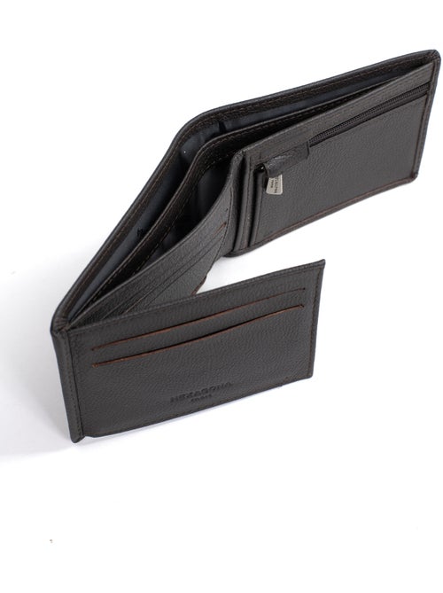 Portefeuille italien  2 volets  Stop RFID  Cuir de vachette CONFORT - Kiabi
