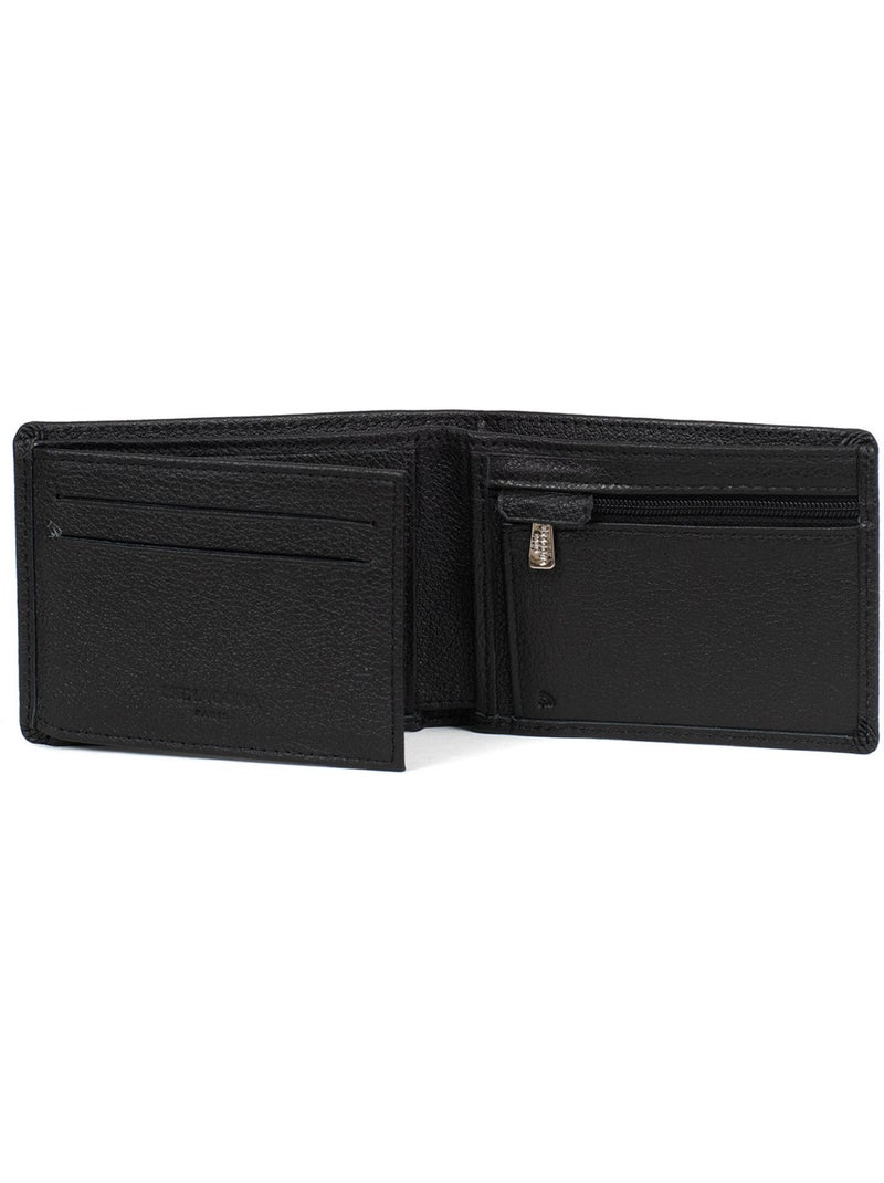 Portefeuille italien  2 volets  Stop RFID  Cuir de vachette CONFORT Noir - Kiabi