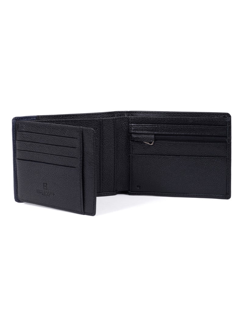 Portefeuille italien  2 volets  Stop RFID  Cuir DUO Noir Bleu - Kiabi