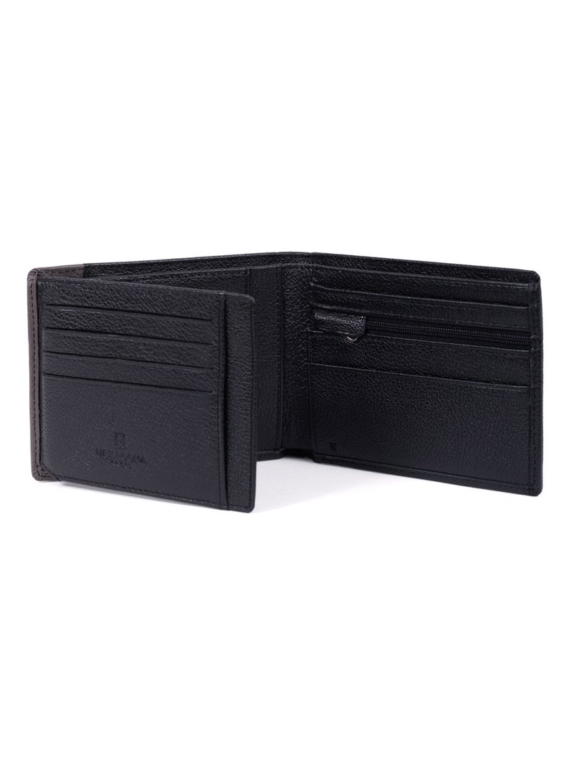 Portefeuille italien  2 volets  Stop RFID  Cuir DUO Noir Gris - Kiabi