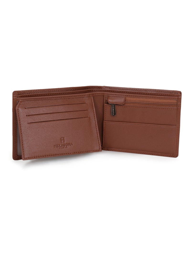 Portefeuille italien  2 volets  Stop RFID  Cuir SENSATION Cognac - Kiabi
