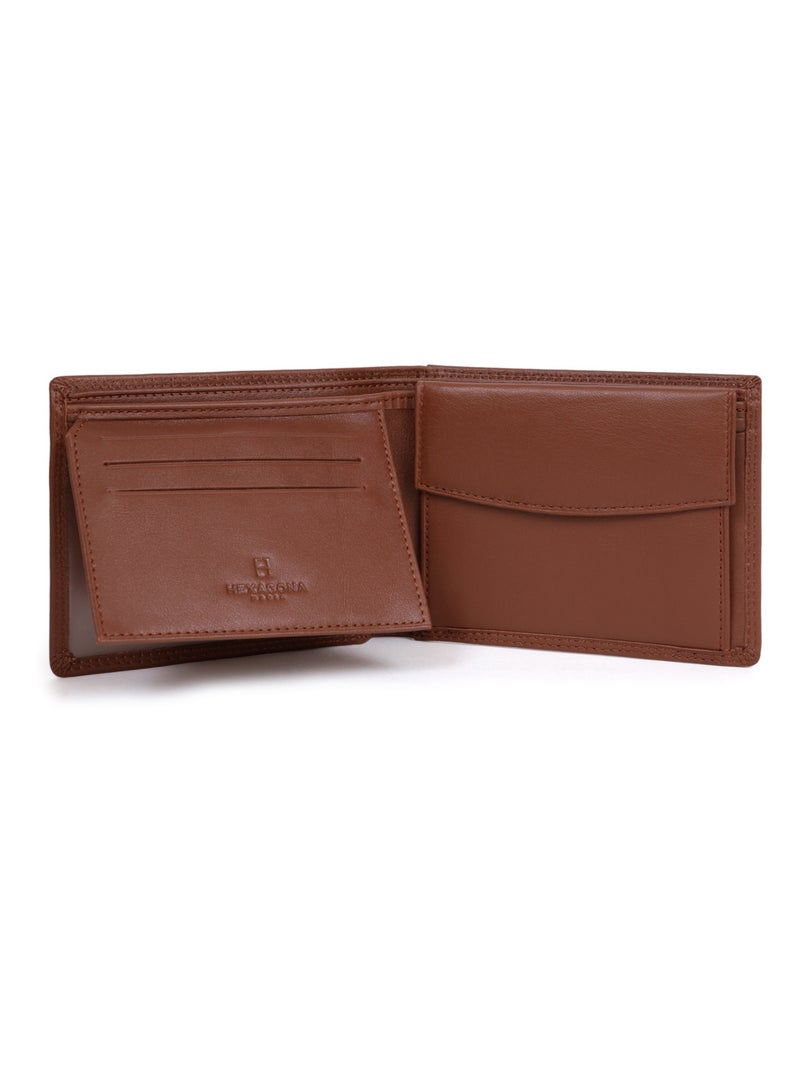 Portefeuille italien  2 volets  Stop RFID  Cuir SENSATION Cognac - Kiabi