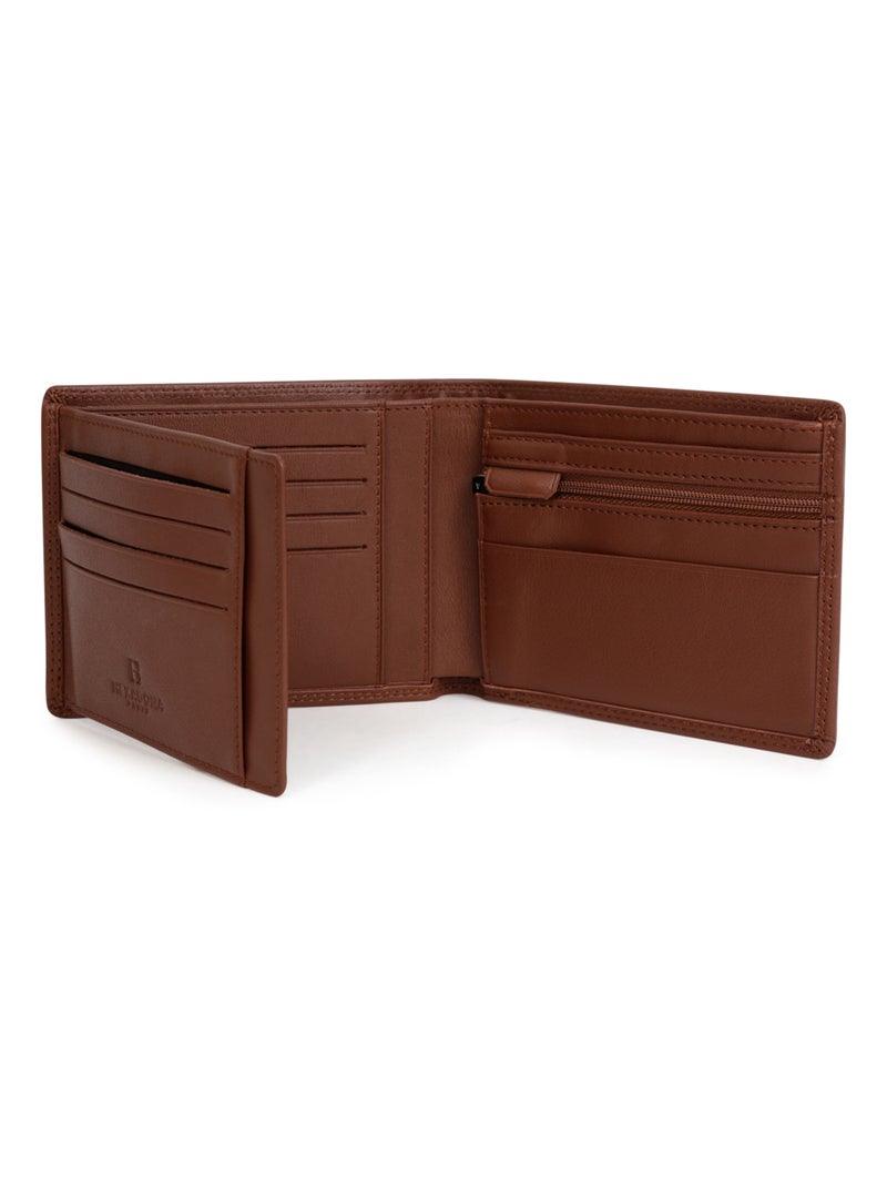 Portefeuille italien  2 volets  Stop RFID  Cuir SENSATION Cognac - Kiabi