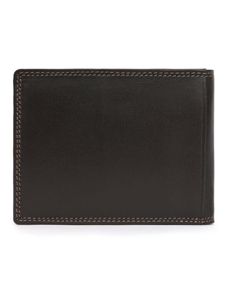 Portefeuille italien  2 volets  Stop RFID  Cuir SENSATION Marron foncé - Kiabi