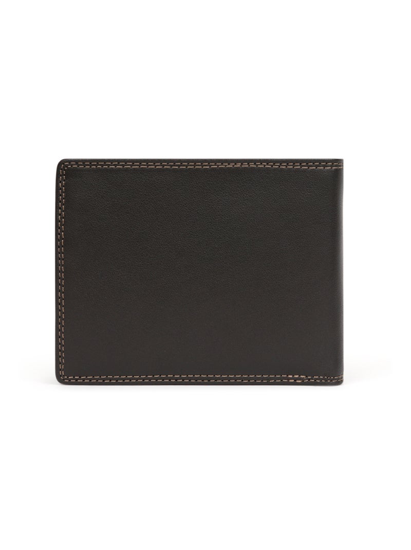 Portefeuille italien  2 volets  Stop RFID  Cuir SENSATION Marron foncé - Kiabi