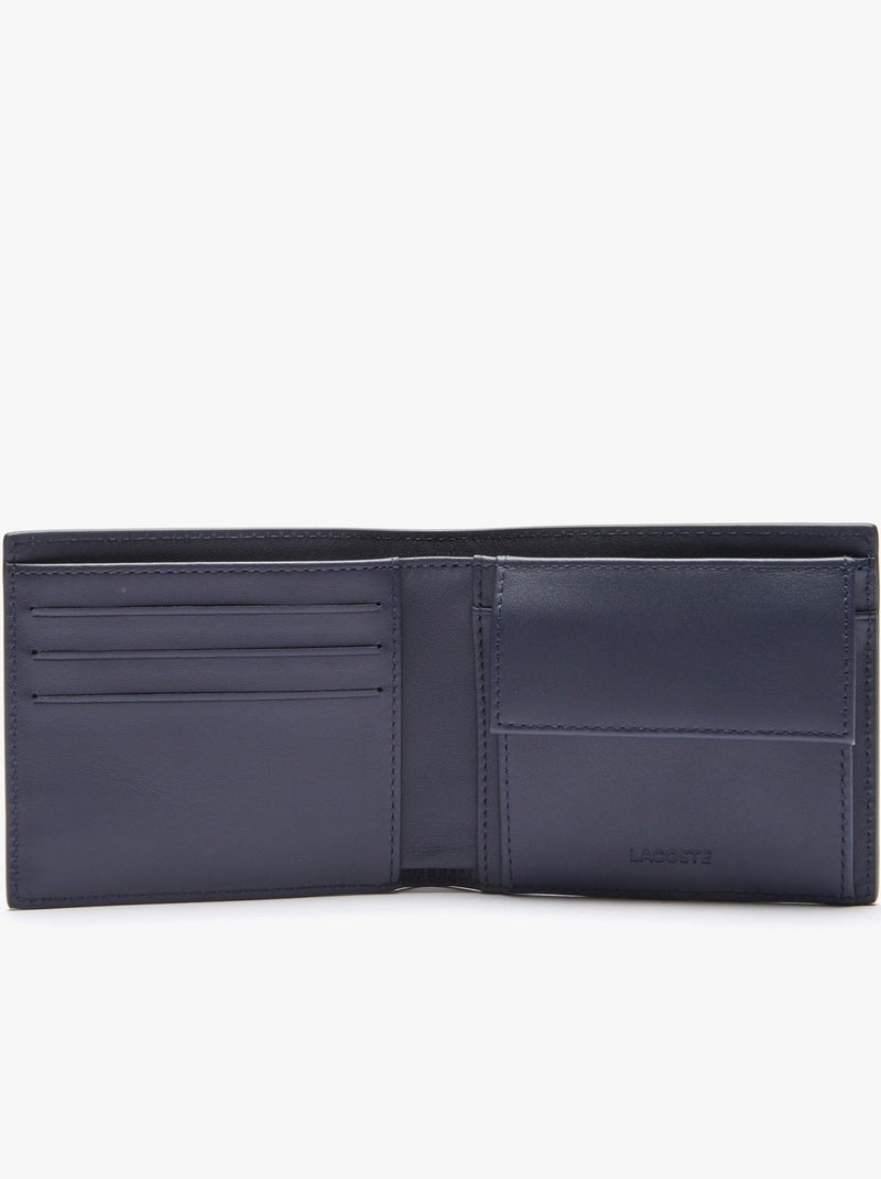 Portefeuille italien cuir Lacoste Fitzgerald Bleu - Kiabi