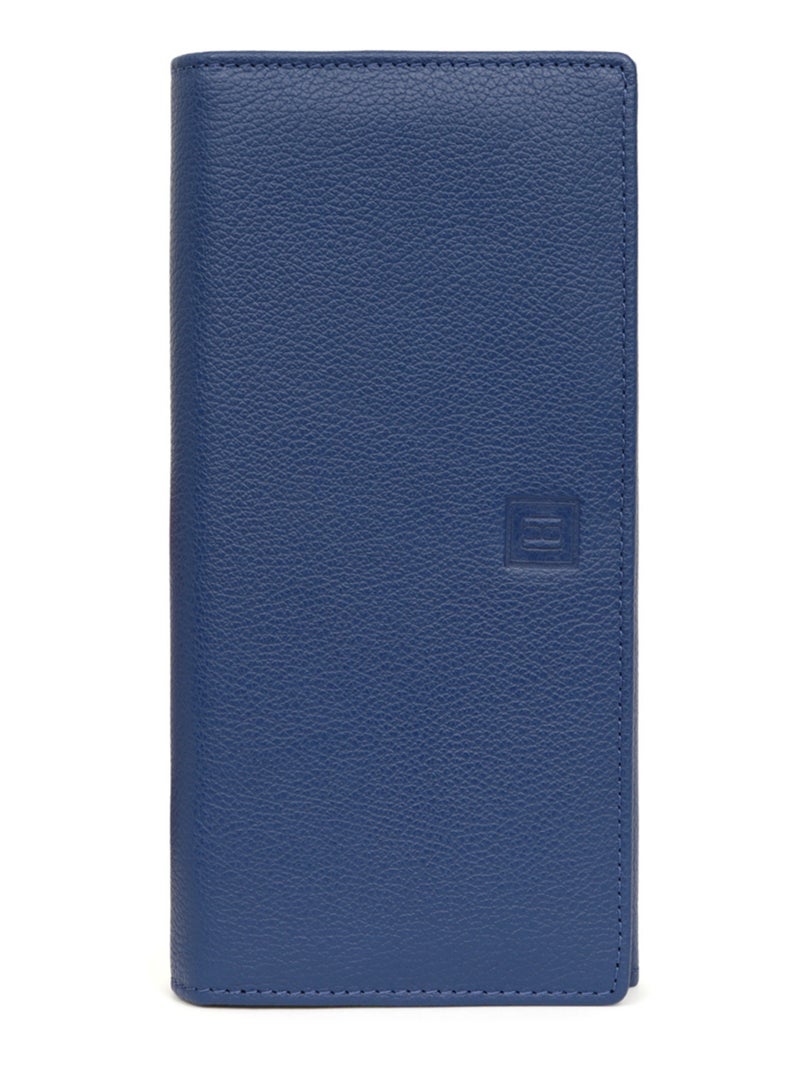Portefeuille long  1 volet  Cuir CONFORT Bleu - Kiabi