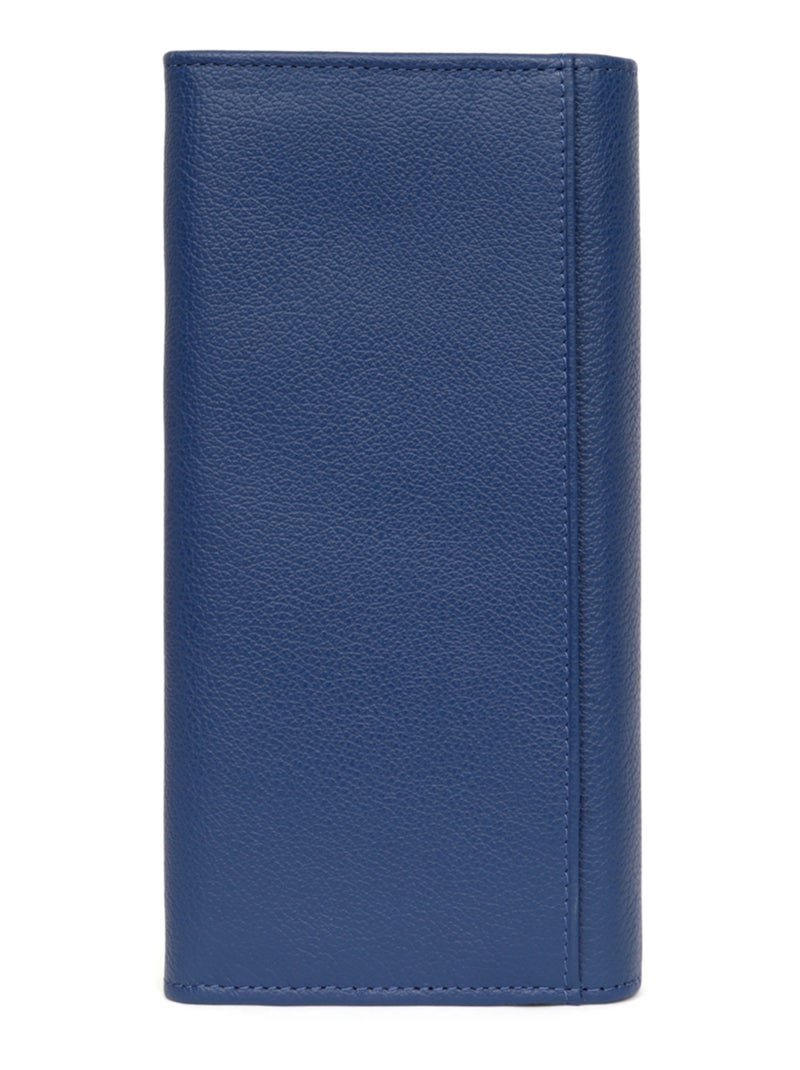 Portefeuille long  1 volet  Cuir CONFORT Bleu - Kiabi