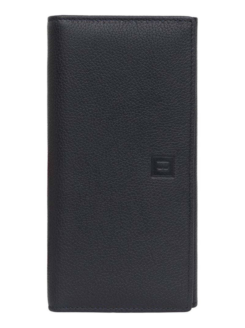 Portefeuille long  1 volet  Cuir CONFORT Bleu marine - Kiabi