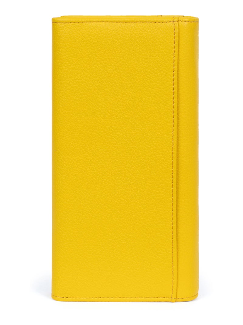 Portefeuille long  1 volet  Cuir CONFORT Jaune - Kiabi