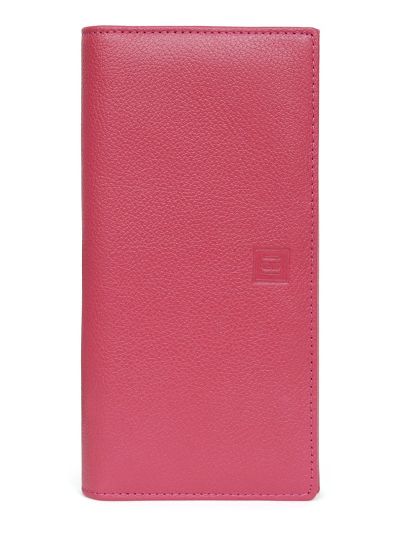 Portefeuille long  1 volet  Cuir CONFORT Rose fushia - Kiabi
