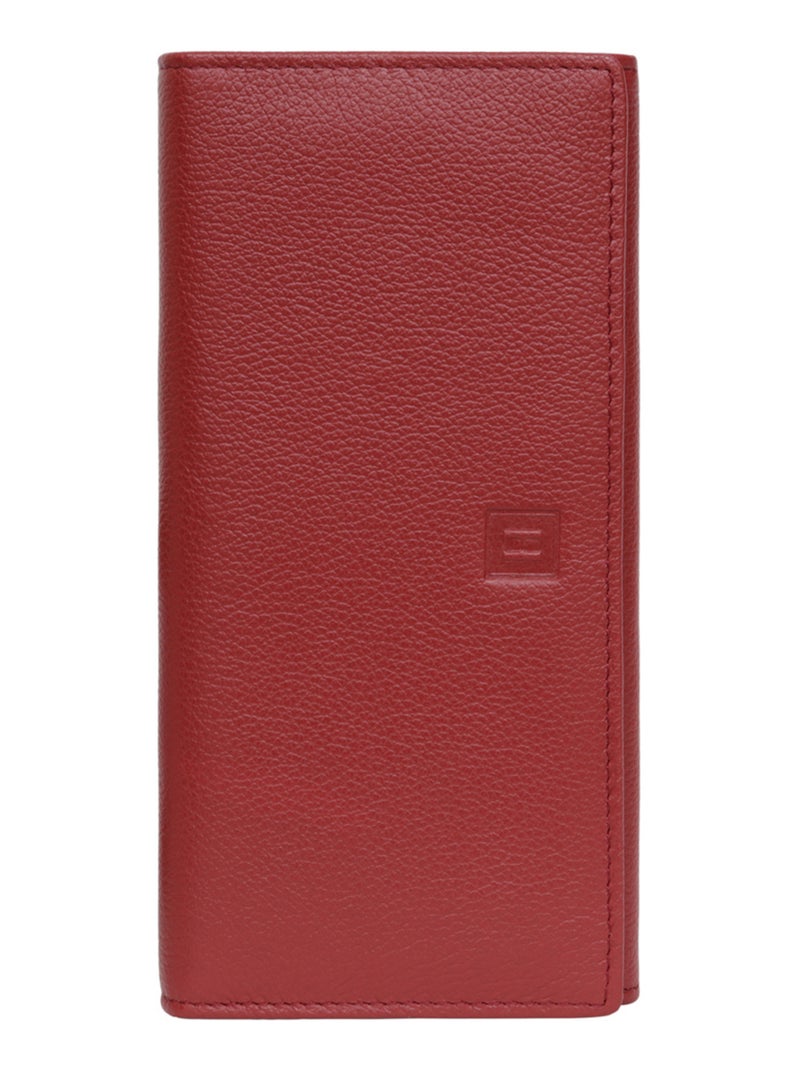 Portefeuille long  1 volet  Cuir CONFORT Rouge foncé - Kiabi