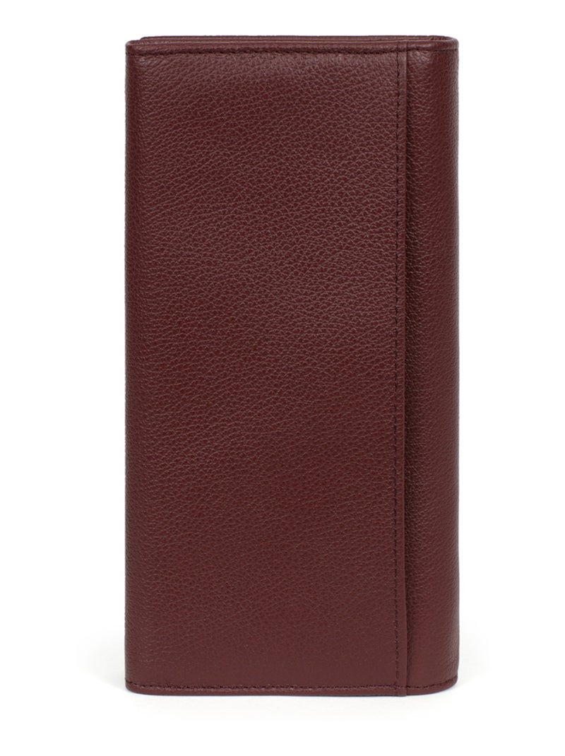 Portefeuille long  1 volet  Cuir CONFORT Violet prune - Kiabi