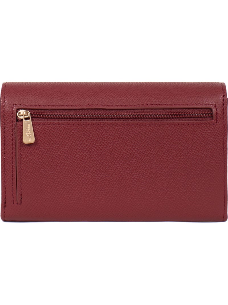 Portefeuille long  1 volet  Stop RFID  Cuir AUDE Rouge carmin - Kiabi