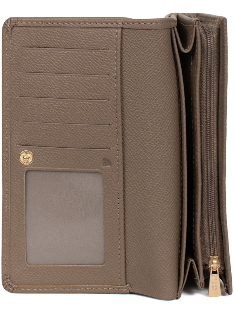 Portefeuille long  1 volet  Stop RFID  Cuir AUDE Taupe - Kiabi