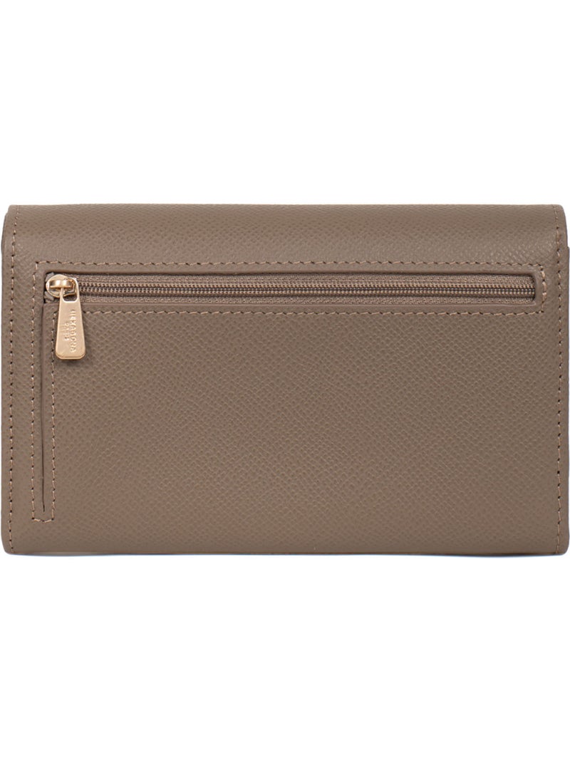 Portefeuille long  1 volet  Stop RFID  Cuir AUDE Taupe - Kiabi