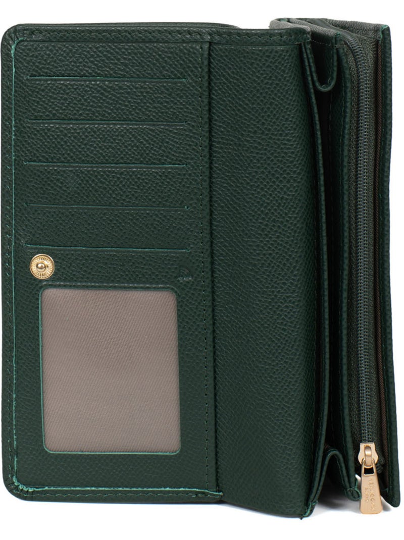 Portefeuille long  1 volet  Stop RFID  Cuir AUDE Vert foncé - Kiabi