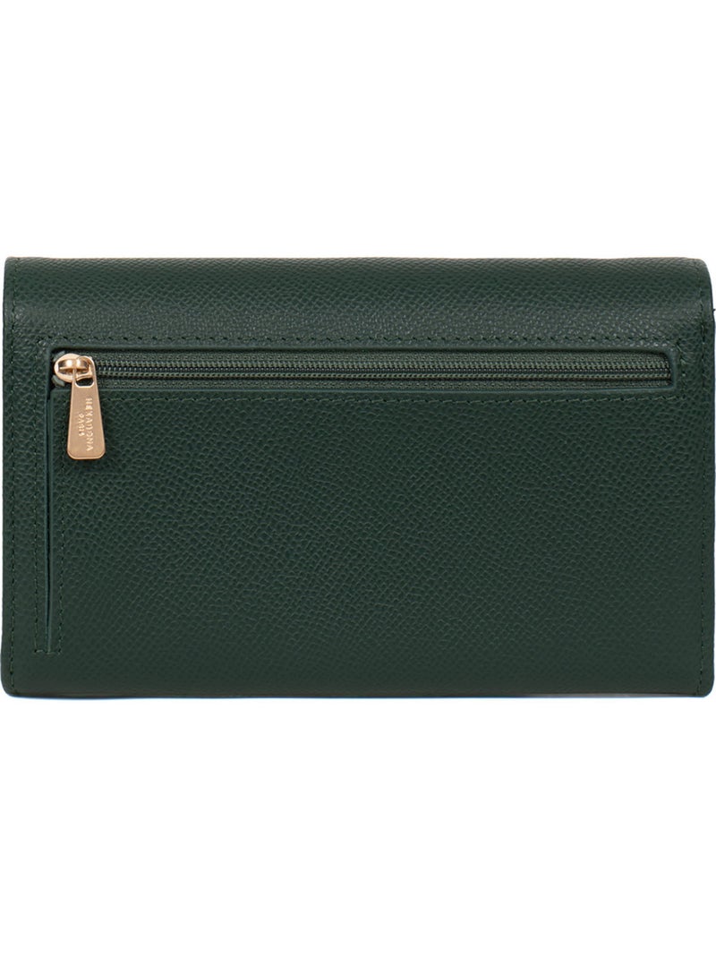 Portefeuille long  1 volet  Stop RFID  Cuir AUDE Vert foncé - Kiabi