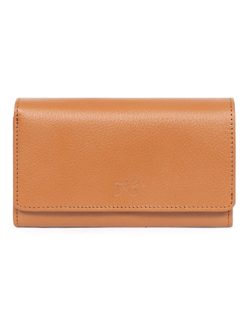 Portefeuille long  1 volet  Stop RFID  Cuir BASTILLE Marron clair - Kiabi