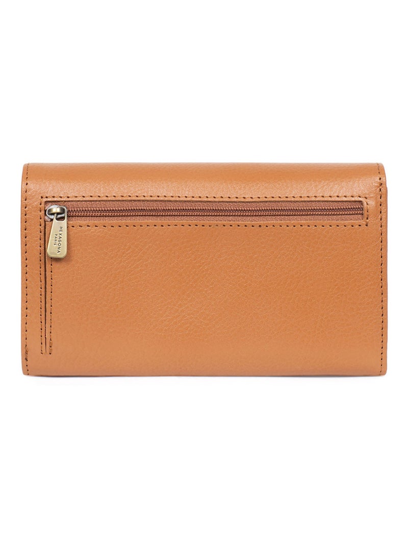 Portefeuille long  1 volet  Stop RFID  Cuir BASTILLE Marron clair - Kiabi
