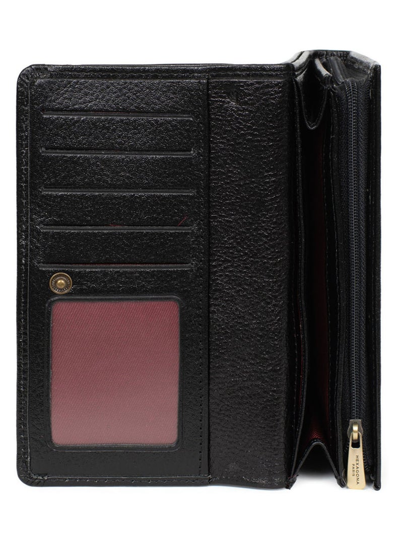 Portefeuille long  1 volet  Stop RFID  Cuir BASTILLE Noir - Kiabi