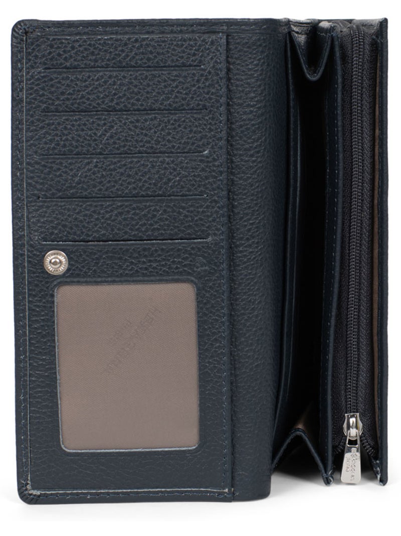 Portefeuille long  1 volet  Stop RFID  Cuir MIRABELLE Bleu pétrole - Kiabi
