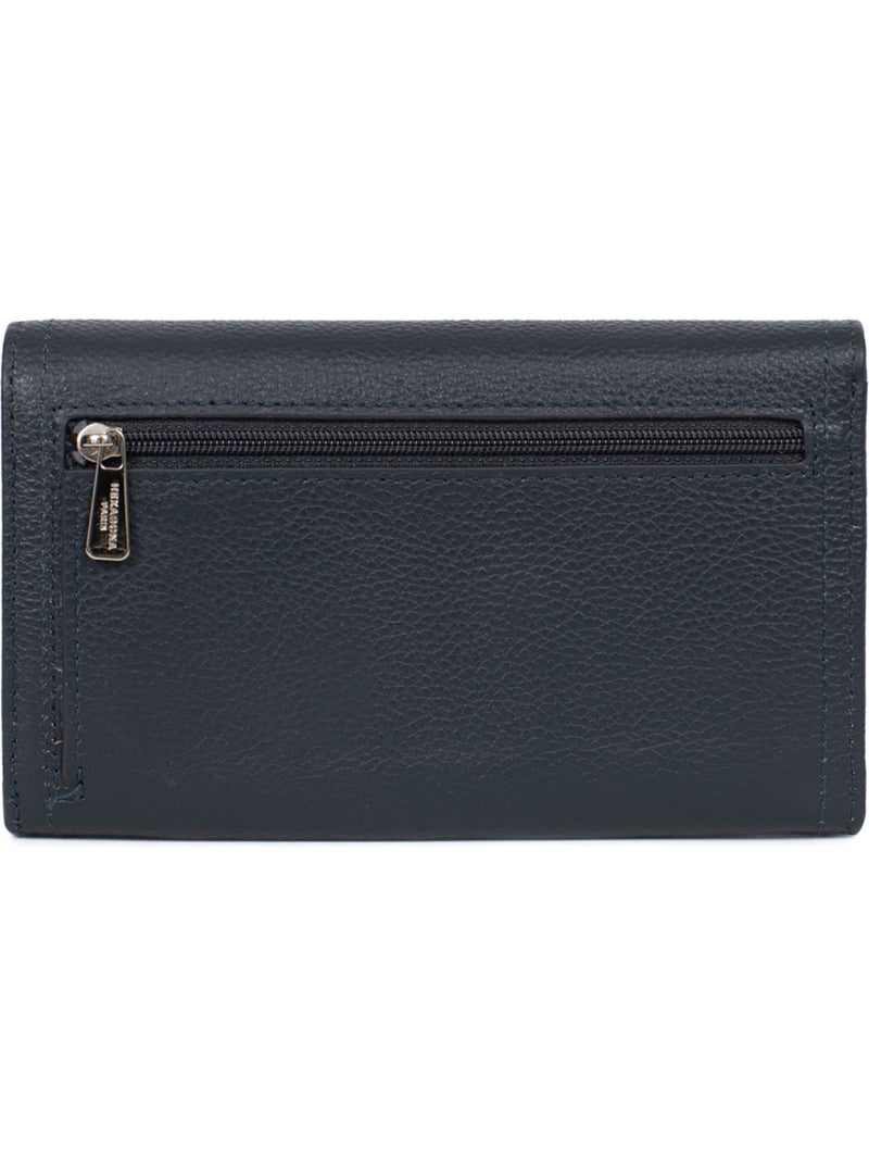 Portefeuille long  1 volet  Stop RFID  Cuir MIRABELLE Bleu pétrole - Kiabi