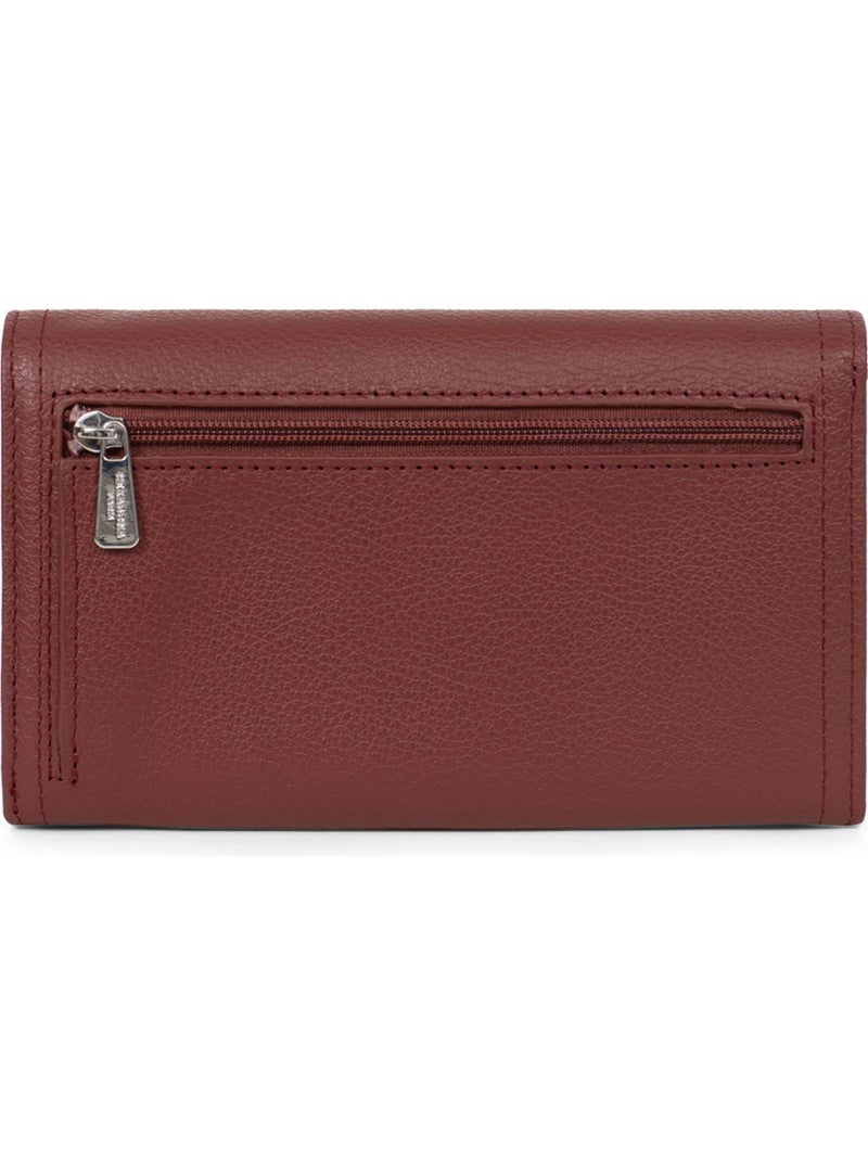 Portefeuille long  1 volet  Stop RFID  Cuir MIRABELLE Bordeaux - Kiabi