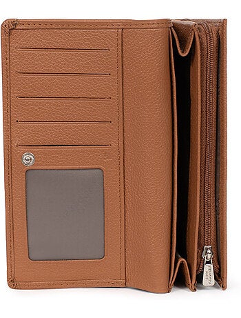 Portefeuille long 1 volet stop rfid cuir mirabelle hexagona