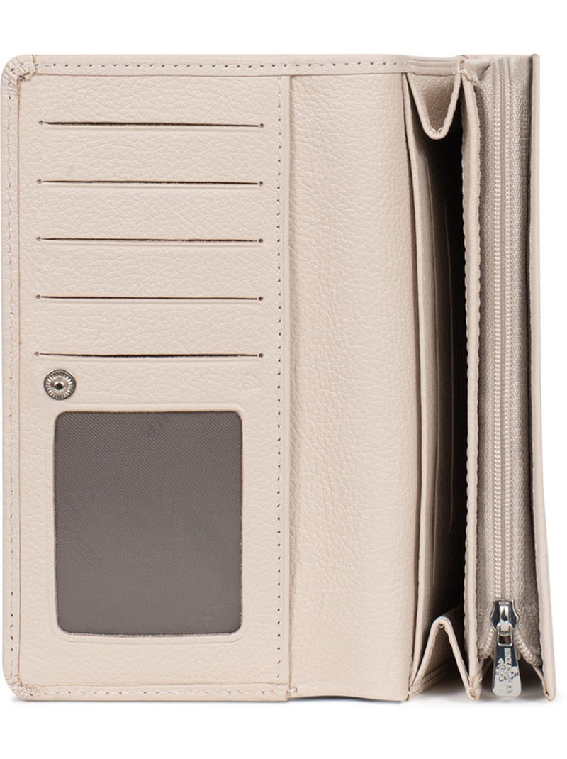 Portefeuille long  1 volet  Stop RFID  Cuir MIRABELLE Ivoire - Kiabi