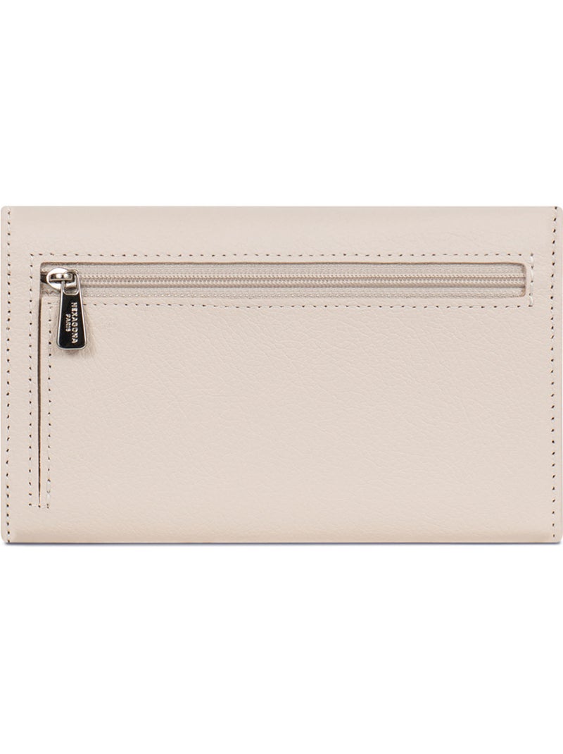 Portefeuille long  1 volet  Stop RFID  Cuir MIRABELLE Ivoire - Kiabi