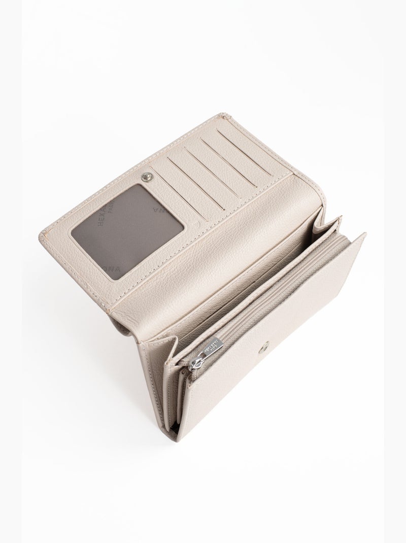 Portefeuille long  1 volet  Stop RFID  Cuir MIRABELLE Ivoire - Kiabi