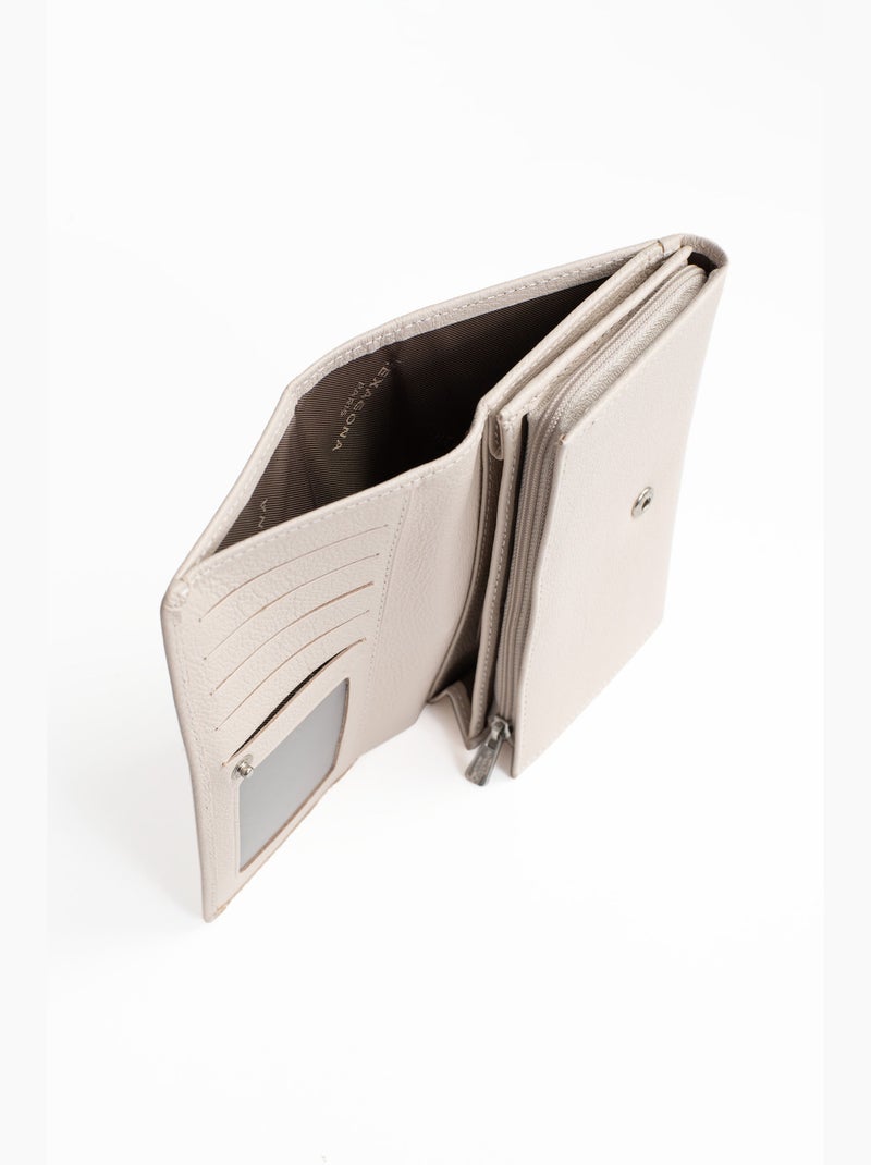 Portefeuille long  1 volet  Stop RFID  Cuir MIRABELLE Ivoire - Kiabi