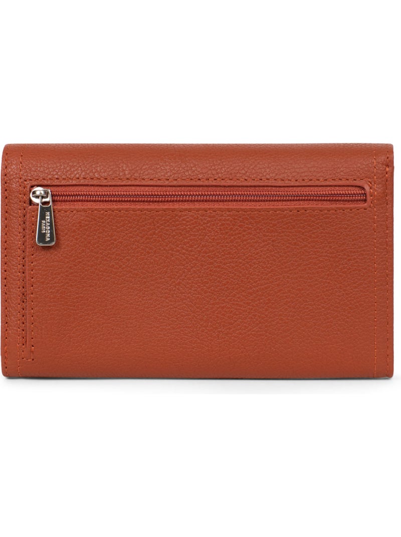 Portefeuille long  1 volet  Stop RFID  Cuir MIRABELLE Marron - Kiabi