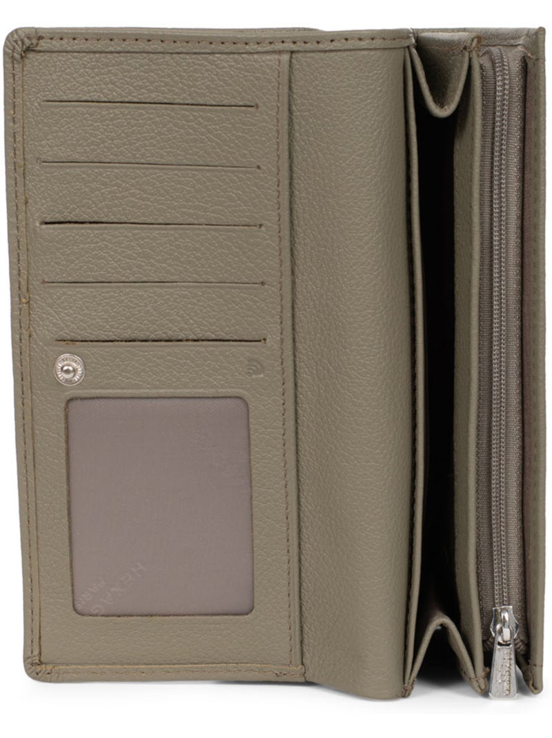 Portefeuille long  1 volet  Stop RFID  Cuir MIRABELLE Vert olive - Kiabi