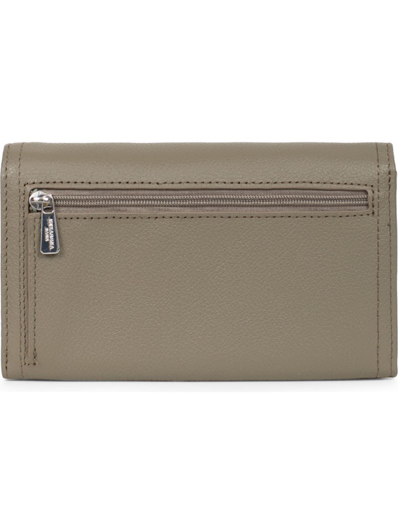 Portefeuille long  1 volet  Stop RFID  Cuir MIRABELLE Vert olive - Kiabi