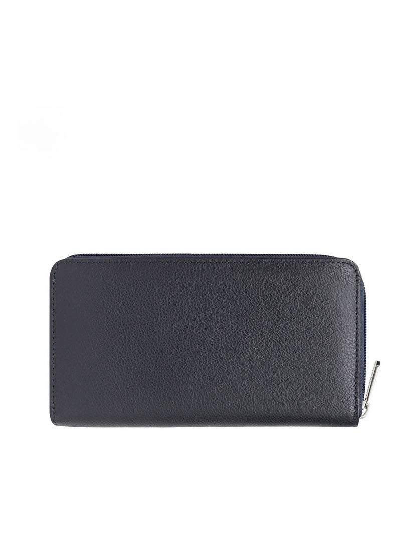 Portefeuille long  Cuir CONFORT Bleu marine - Kiabi