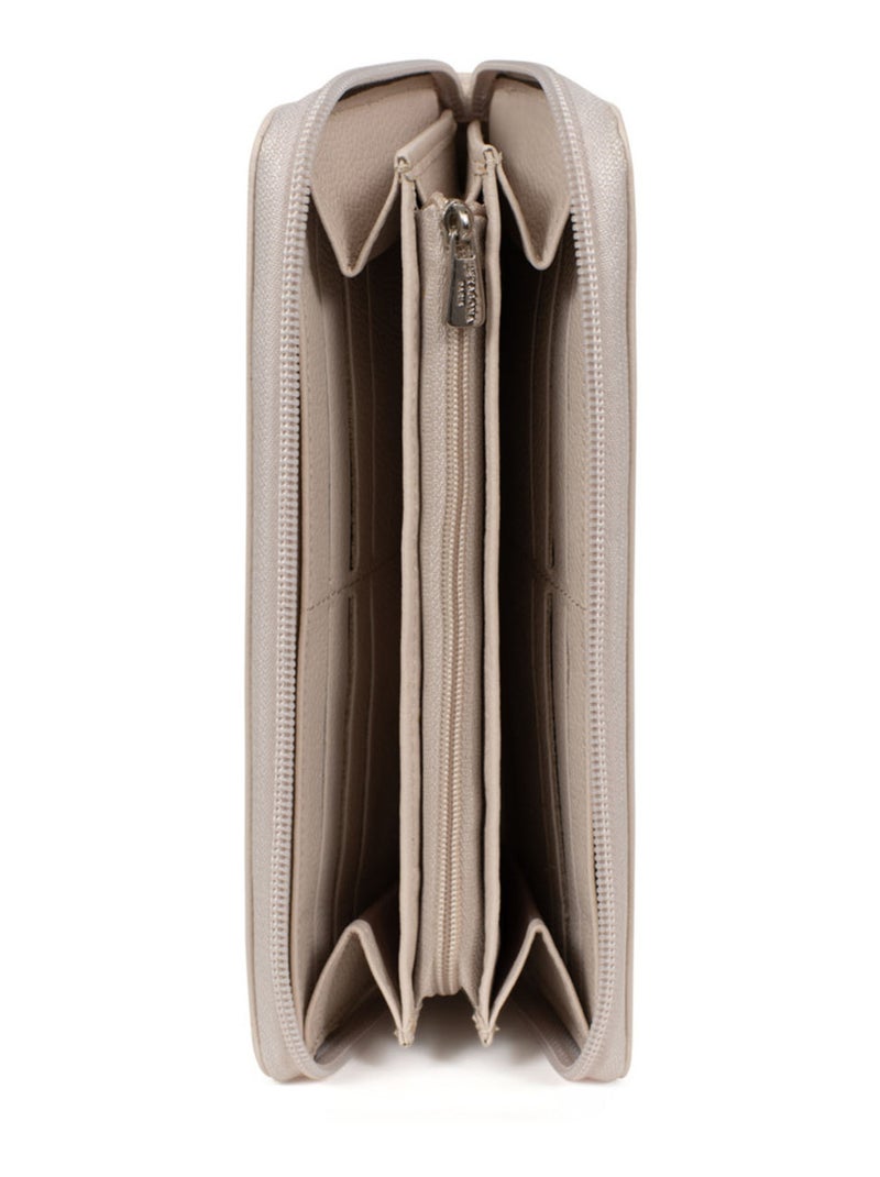 Portefeuille long  Cuir CONFORT Ivoire - Kiabi