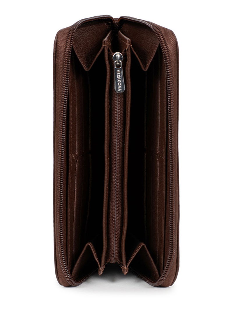 Portefeuille long  Cuir CONFORT Marron chocolat - Kiabi