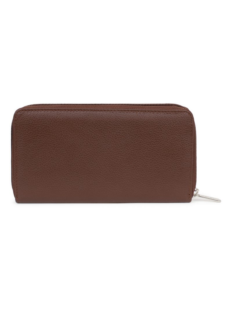 Portefeuille long  Cuir CONFORT Marron chocolat - Kiabi