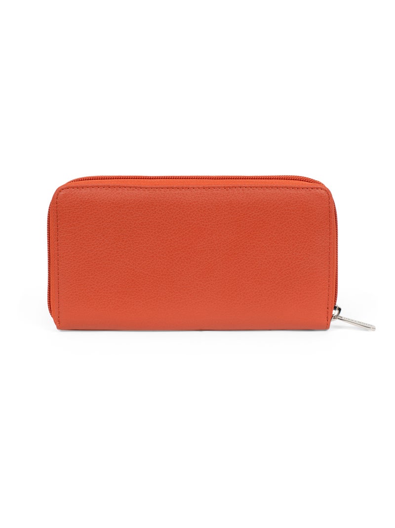 Portefeuille long  Cuir CONFORT Orange - Kiabi
