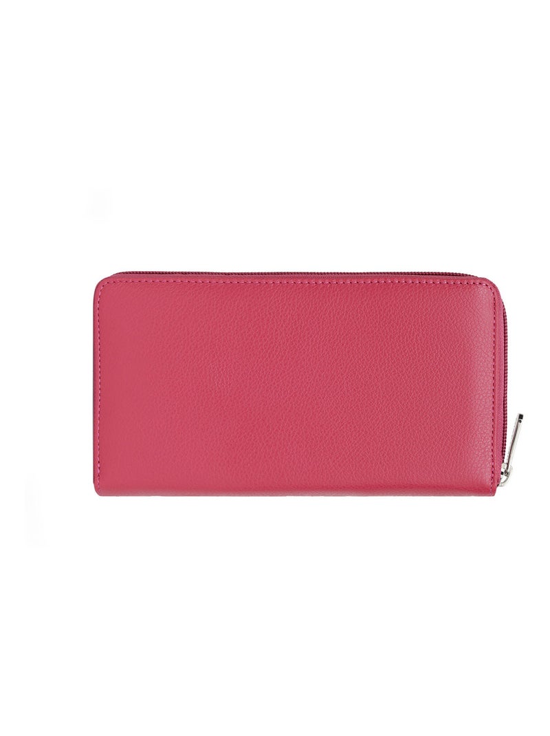 Portefeuille long  Cuir CONFORT Rose fushia - Kiabi