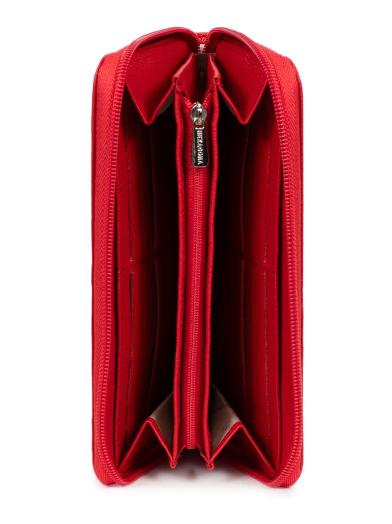 Portefeuille long  Cuir CONFORT Rouge tomate - Kiabi