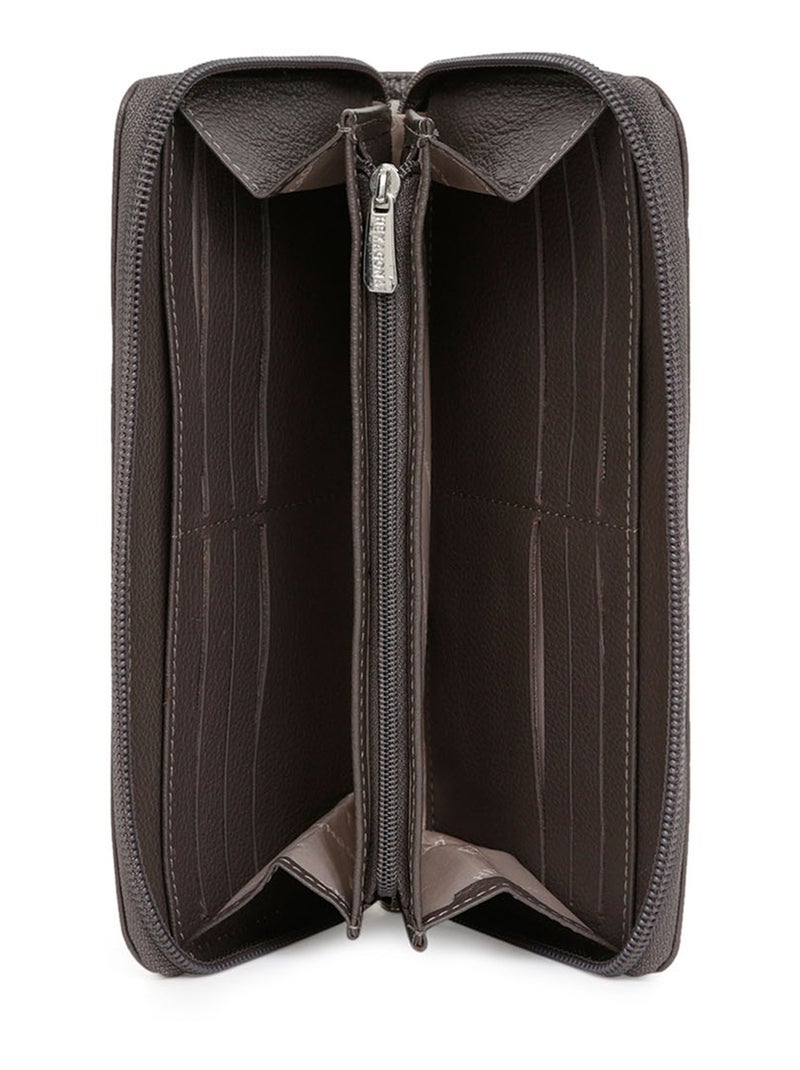 Portefeuille long  Cuir CONFORT Taupe - Kiabi