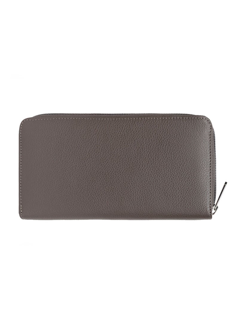 Portefeuille long  Cuir CONFORT Taupe - Kiabi