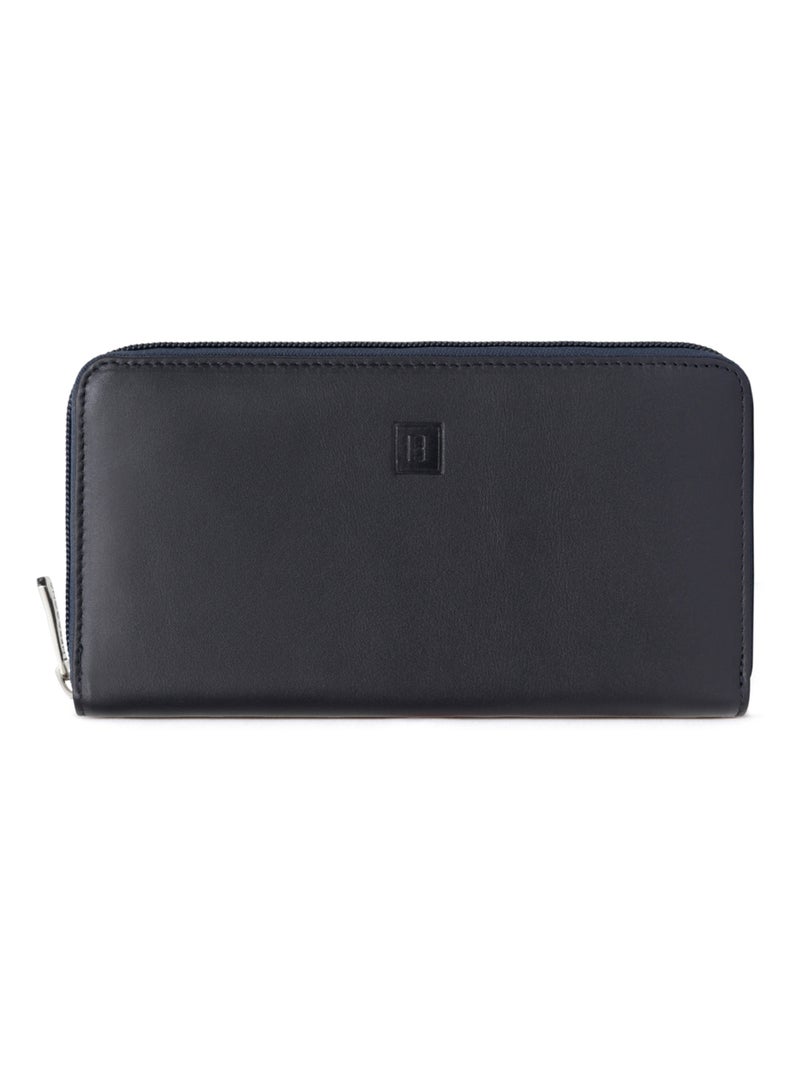 Portefeuille long  Cuir SOFT Bleu nuit - Kiabi